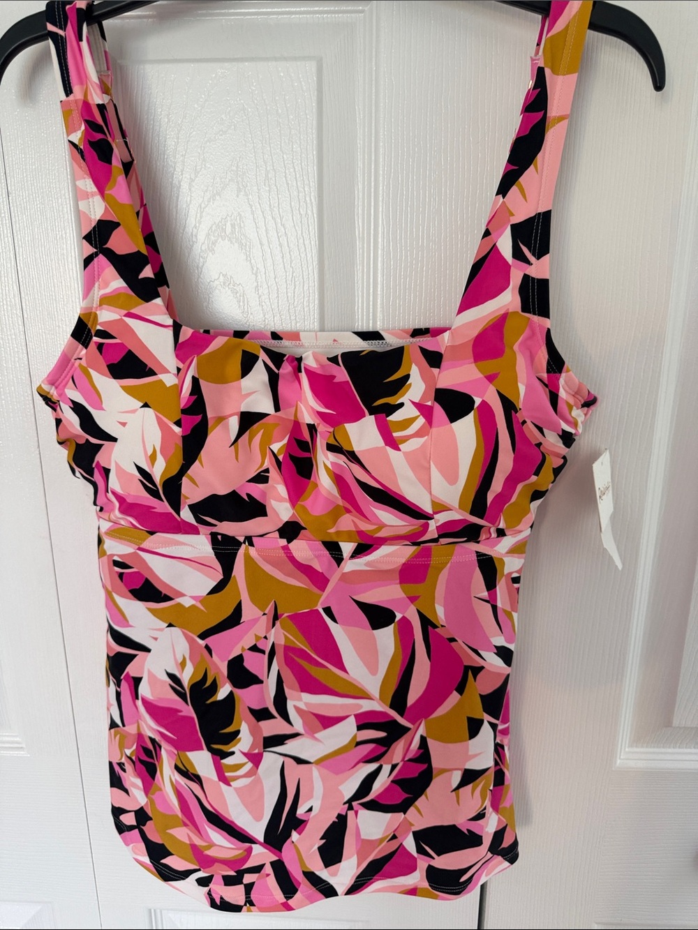 NWT Raisins Multicolor Straya Tankini Top - Pink, Black, Yellow Size 16W
